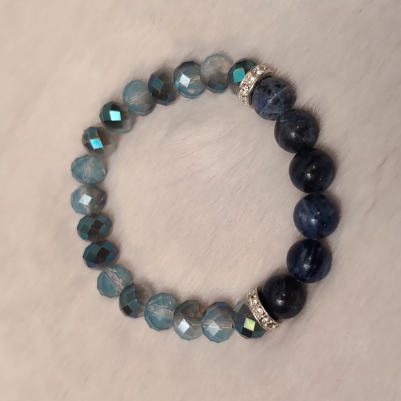 Avon|I Wish You Beaded Bracelet-PEACE- Blue Stone and Blue Crytals Beads - Picture 5 of 11